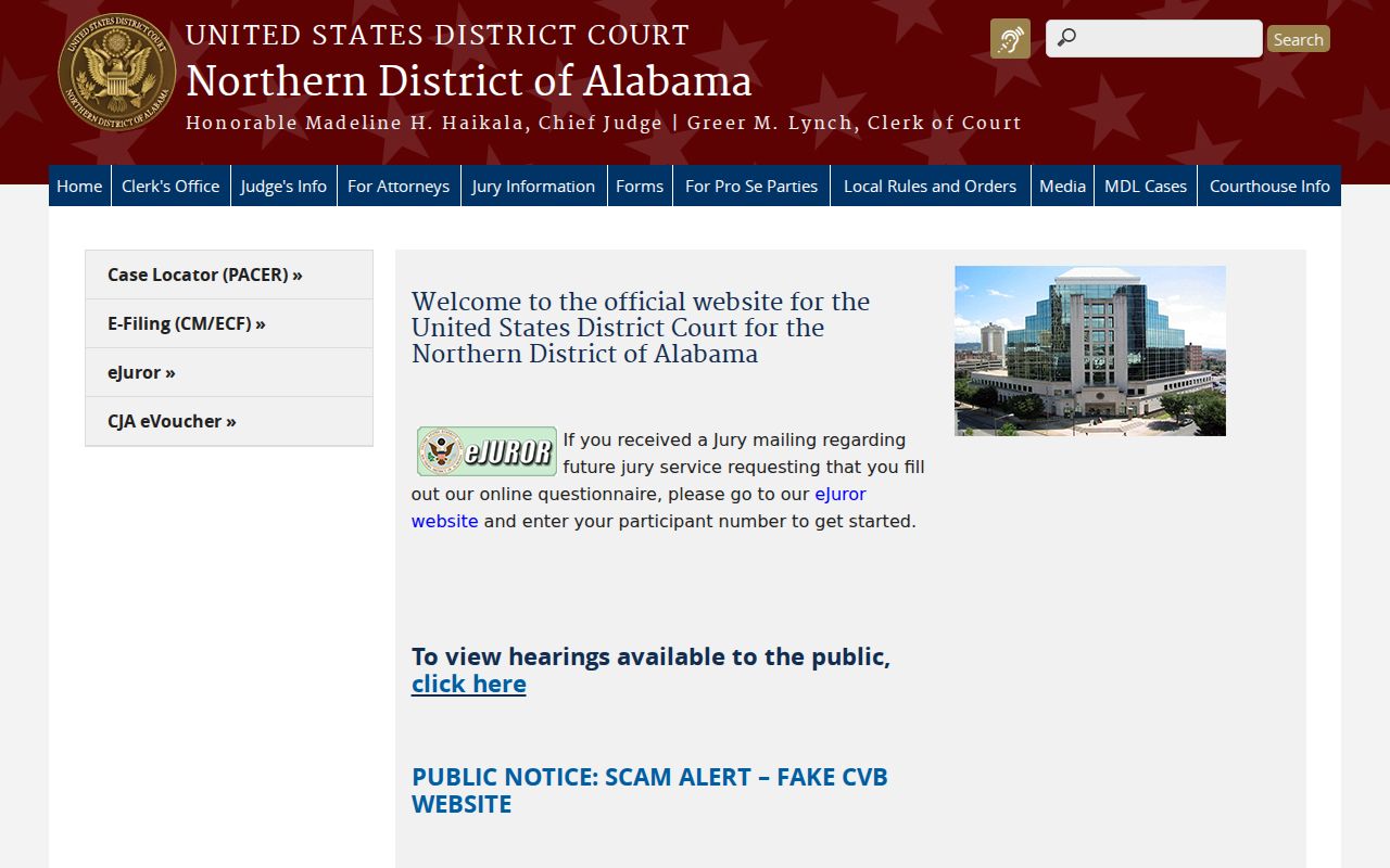 Tuscaloosa County court record search federal district boundary