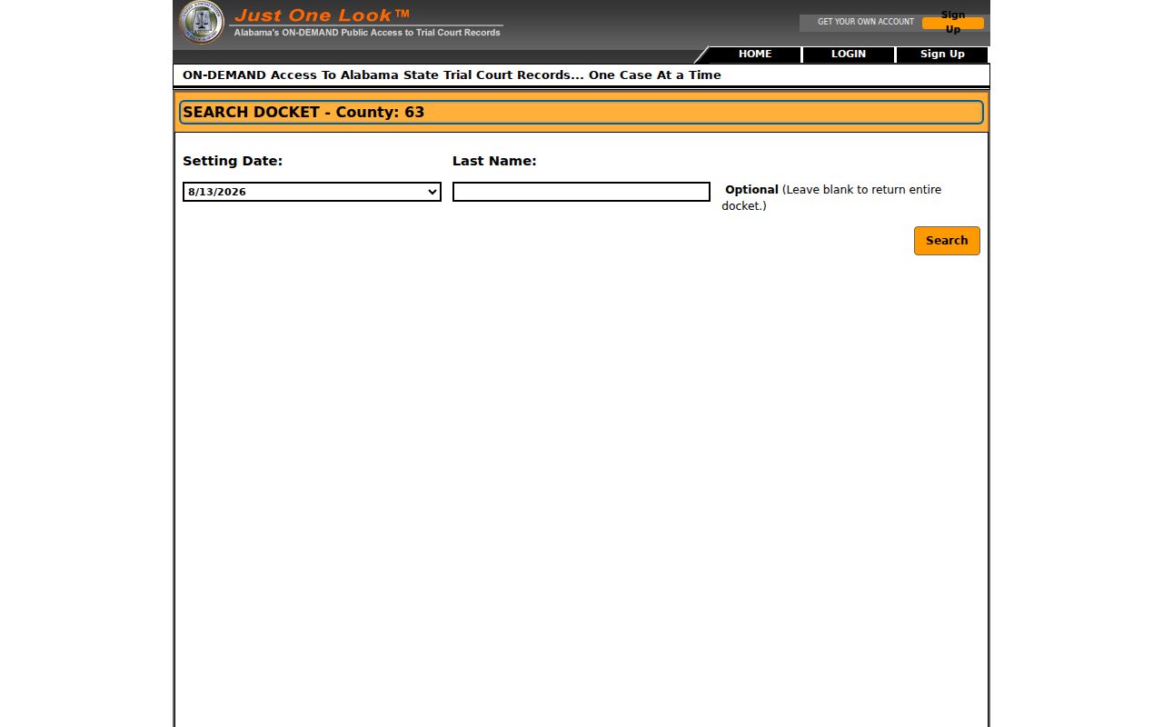 Tuscaloosa court docket date and surname search