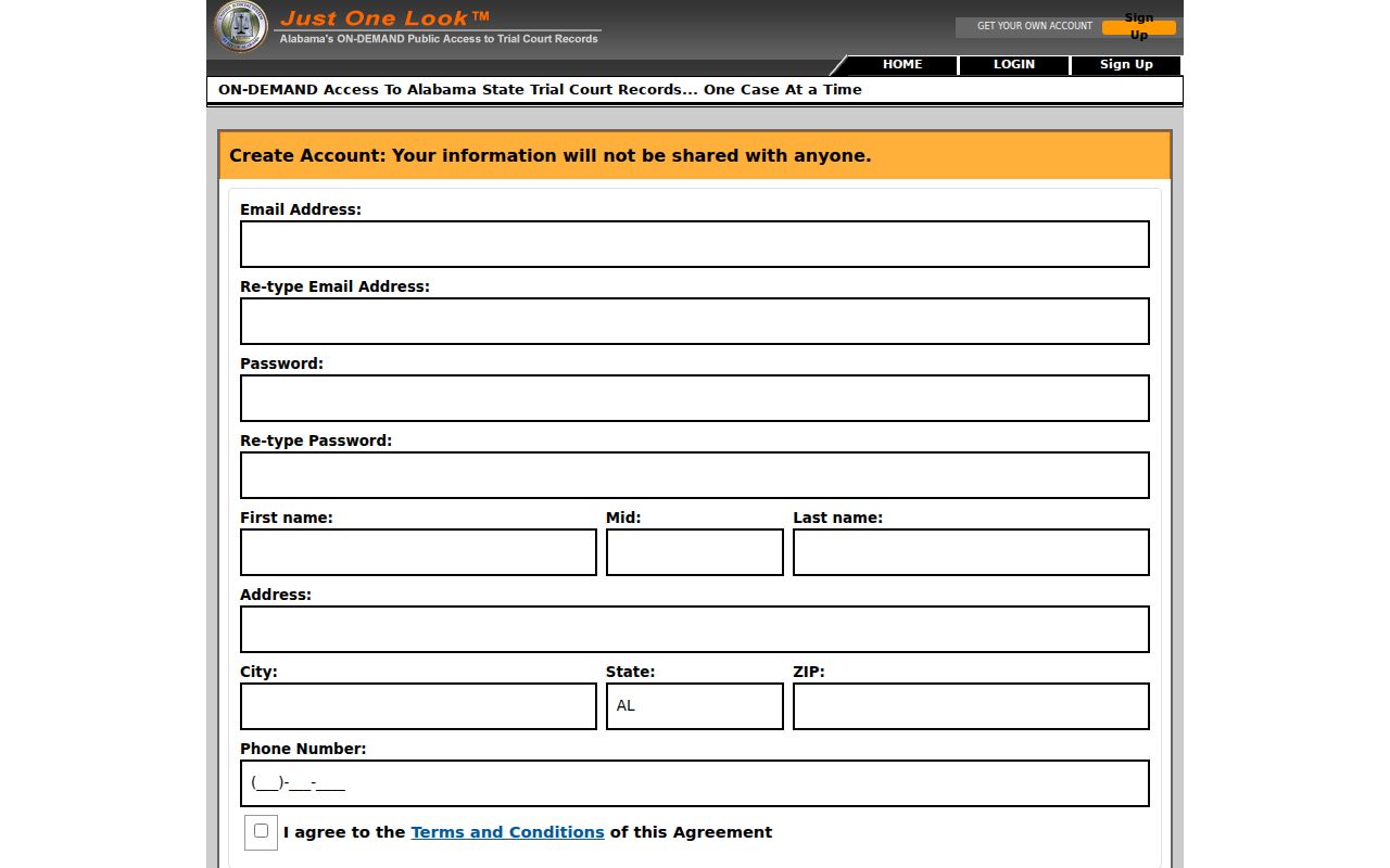 Tuscaloosa court docket Just One Look account page