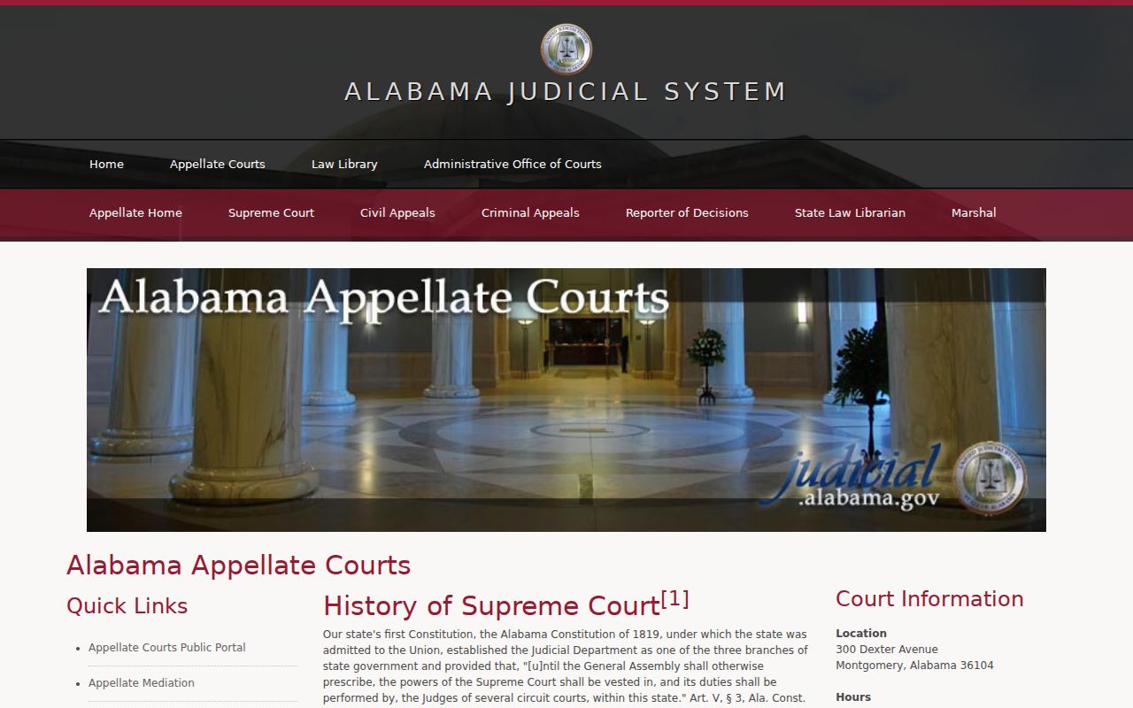 Tuscaloosa court docket Alabama appellate history page